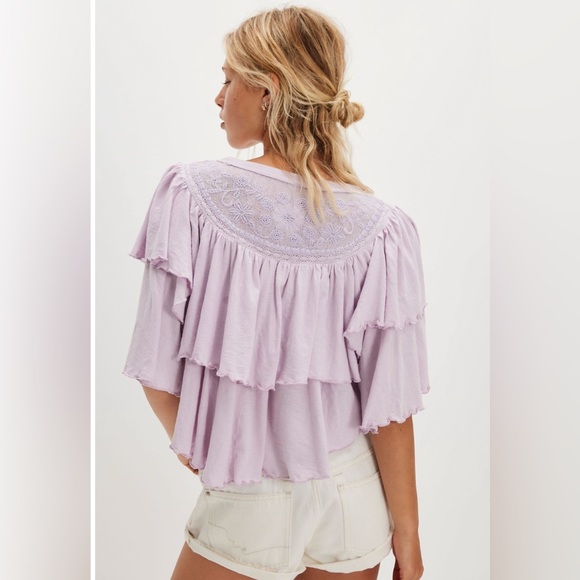 FREE PEOPLE Rose Party Tee TOP - Picture 3 of 3